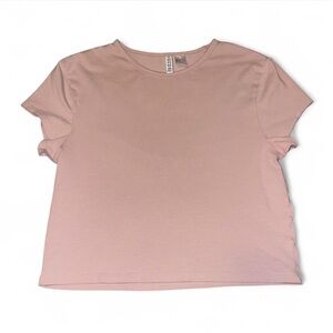 h&m blush pink basic crop top